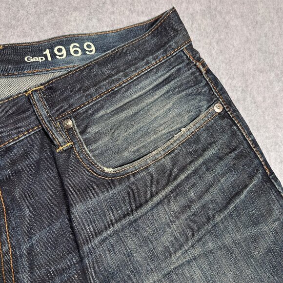 Gap 1969 Mens Jeans Boot Cut Dark Wash 38x30 - Picture 6 of 16